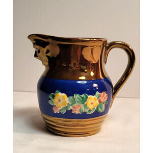 Antique Copper Lustre Jug Sandland Hanley Staffordshire Masked Spout